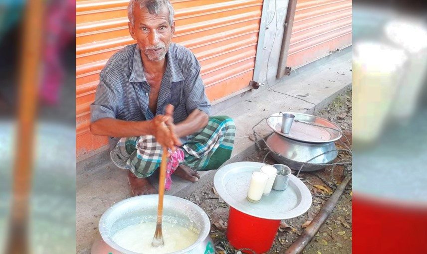 টক-মিষ্টি মাঠা বিক্রি করেই সংসার চলে খোকনের